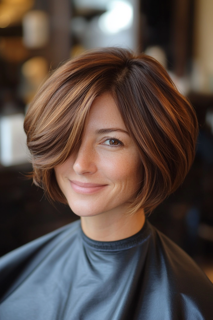 2. Layered Bob with Side Part in Chestnut Brown (Formal Bob Hairstyles) - Formal Bob Hairstyles