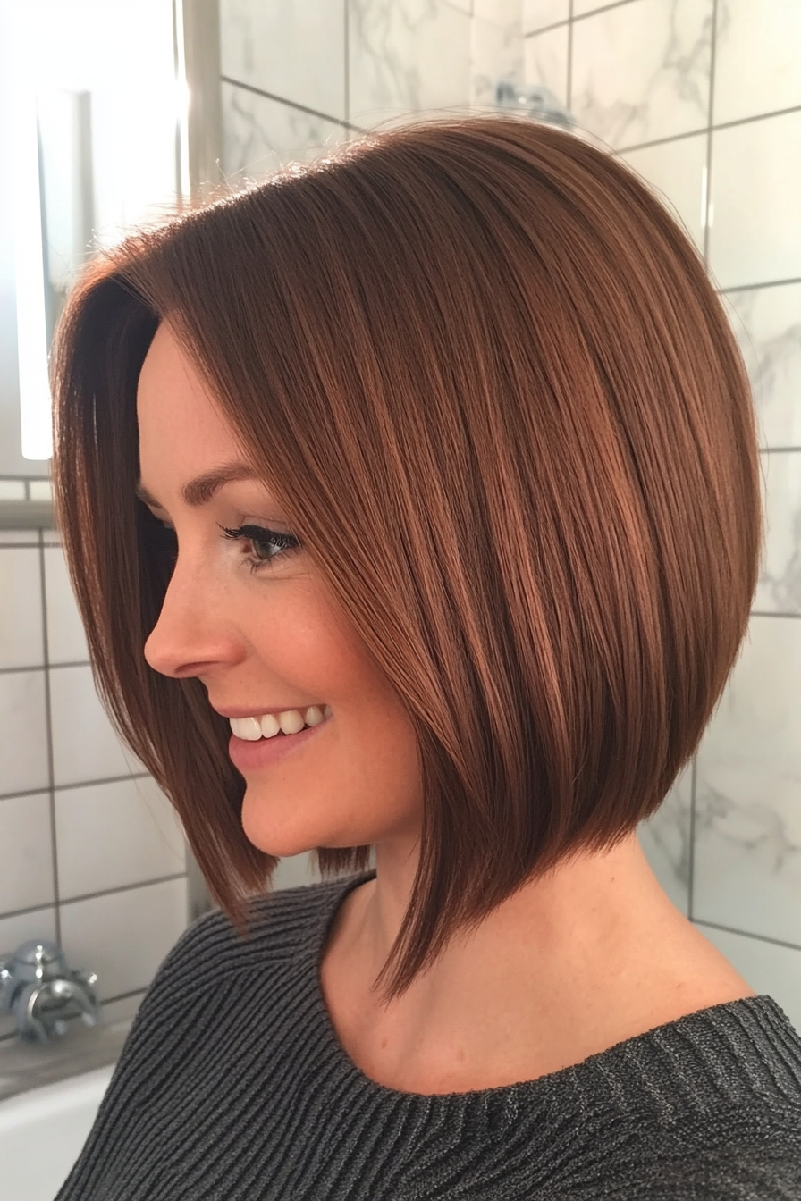 8. Angled Bob with Hidden Layers in Warm Chestnut (Formal Bob Hairstyles) - Formal Bob Hairstyles