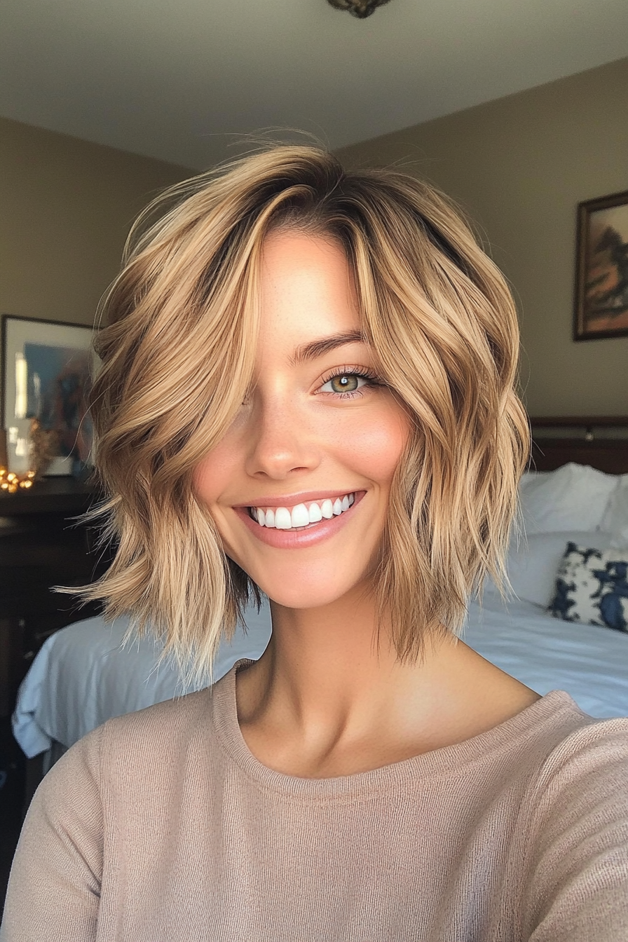 11. Choppy Layered Bob in Sandy Blonde (Formal Bob Hairstyles) - Formal Bob Hairstyles