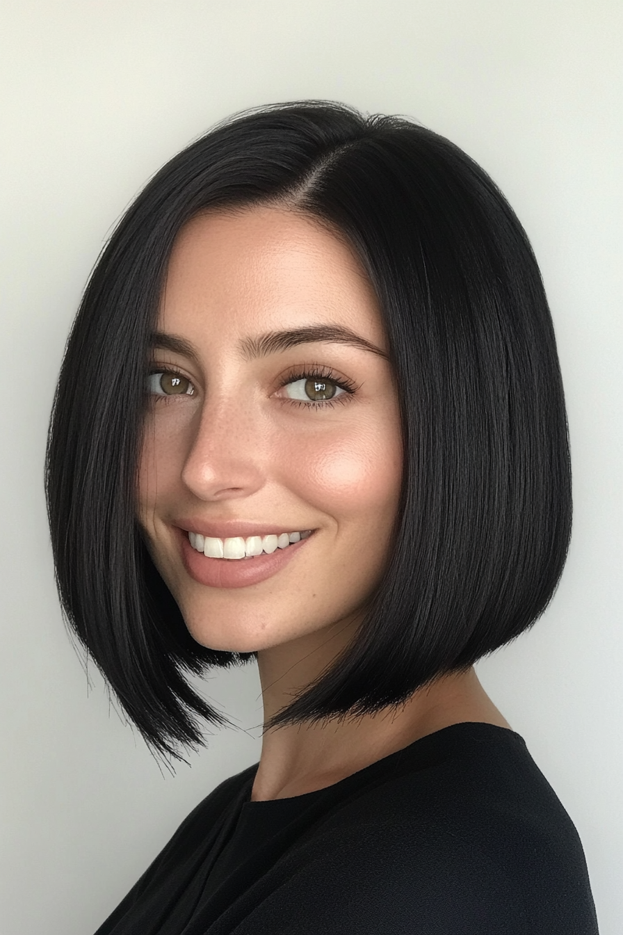 13. Sleek Shoulder-Length Bob in Natural Jet Black (Formal Bob Hairstyles) - Formal Bob Hairstyles