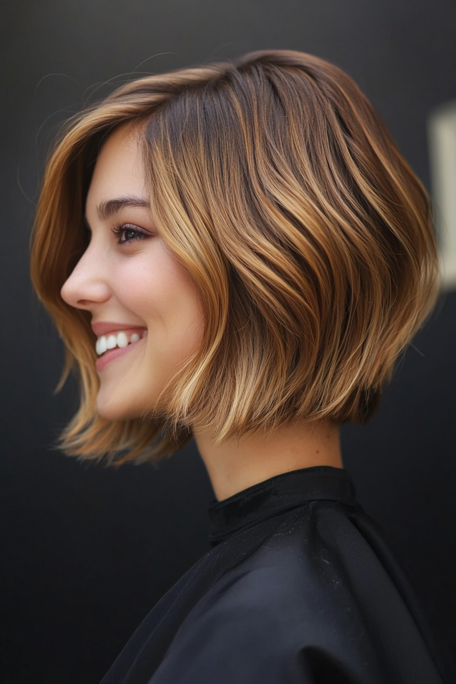 15. Tapered Bob with Side Volume in Golden Brown (Formal Bob Hairstyles) - Formal Bob Hairstyles