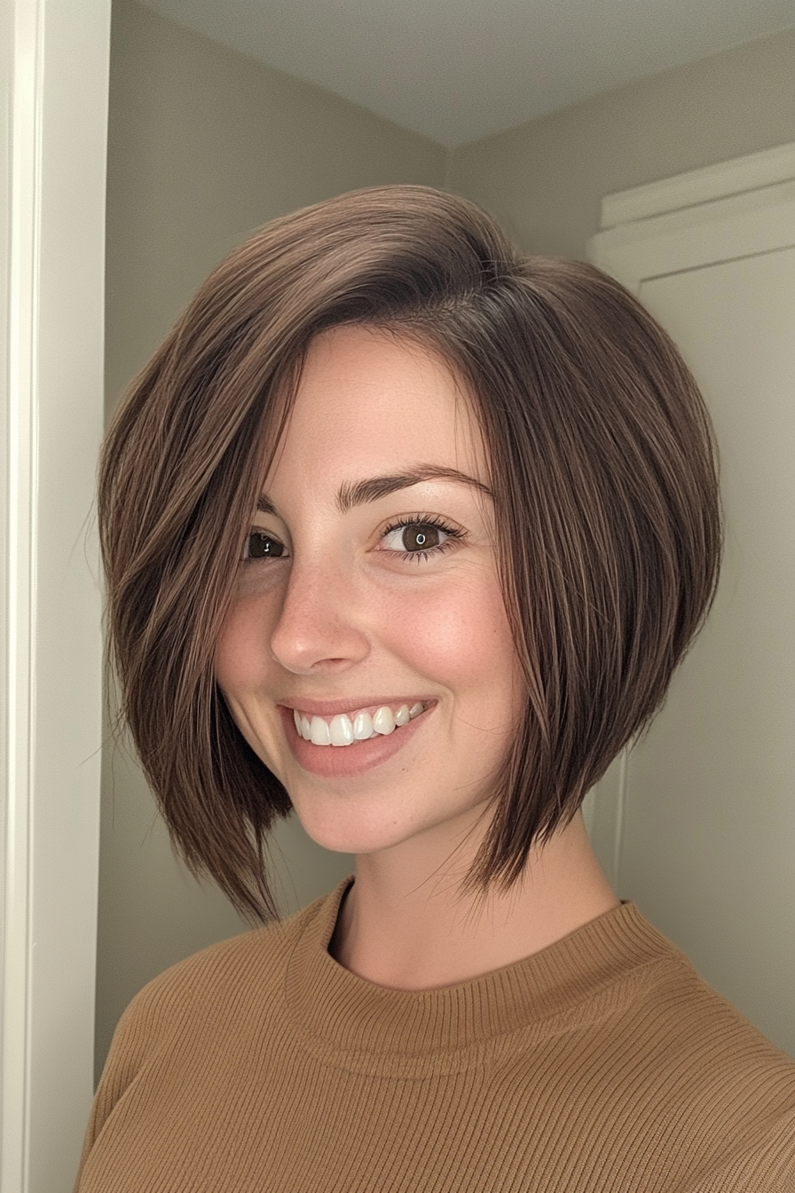 24. Modern Layered Bob with Tapered Nape in Dark Ash Brown (Formal Bob Hairstyles) - Formal Bob Hairstyles