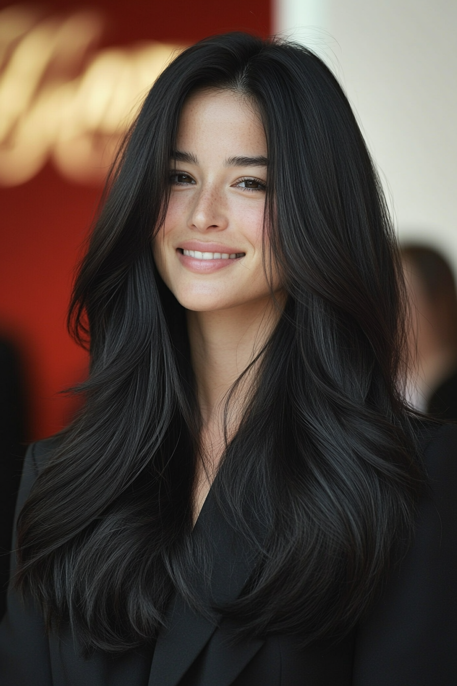 3. Classic U-Cut with Deep Black Shine (Long Haircuts For Thick Hair) - Long Haircuts For Thick Hair
