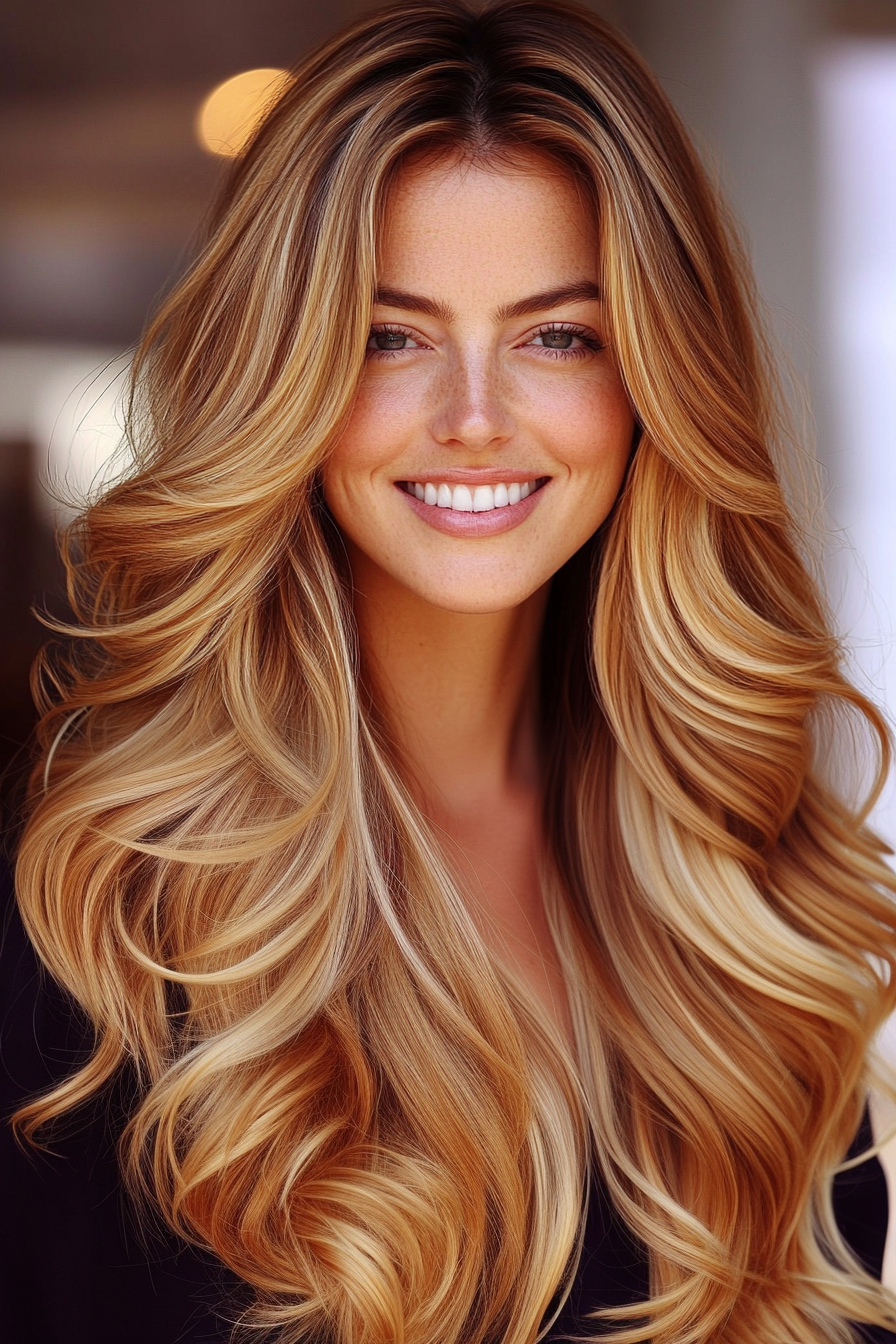 7. Wavy Butterfly Layers in Honey Blonde (Long Haircuts For Thick Hair) - Long Haircuts For Thick Hair