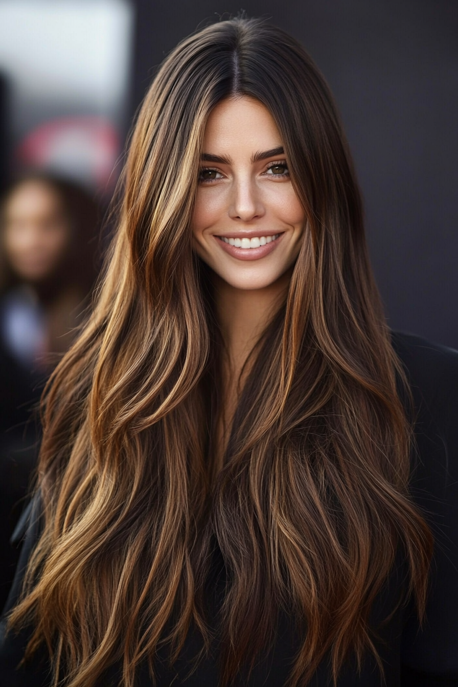 8. V-Cut with Deep Mahogany Tones (Long Haircuts For Thick Hair) - Long Haircuts For Thick Hair