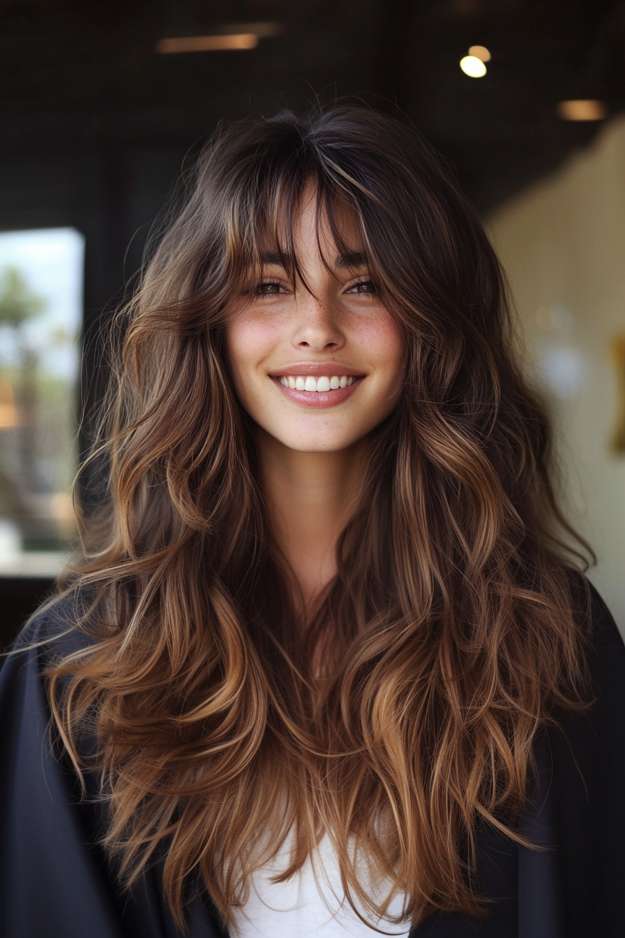 10. Long Shag with Golden Brown Accents (Long Haircuts For Thick Hair) - Long Haircuts For Thick Hair