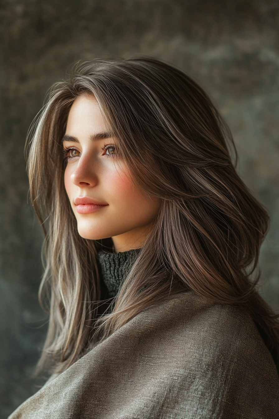 15. Blunt Cut with Icy Ash Brown Tone (Long Haircuts For Thick Hair) - Long Haircuts For Thick Hair