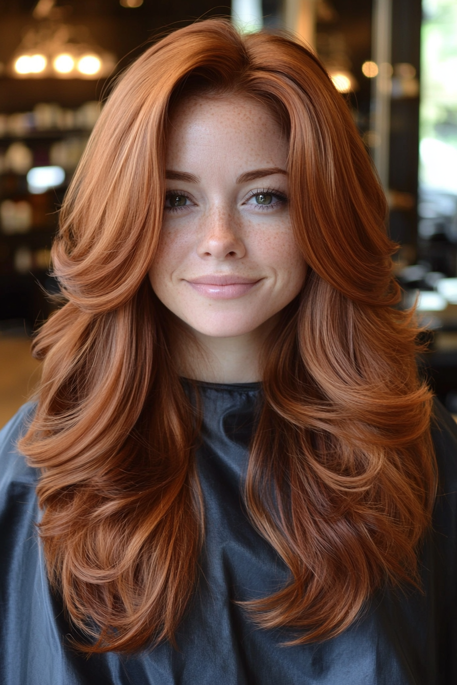 16. Long and Layered with Rich Auburn Tones (Long Haircuts For Thick Hair) - Long Haircuts For Thick Hair