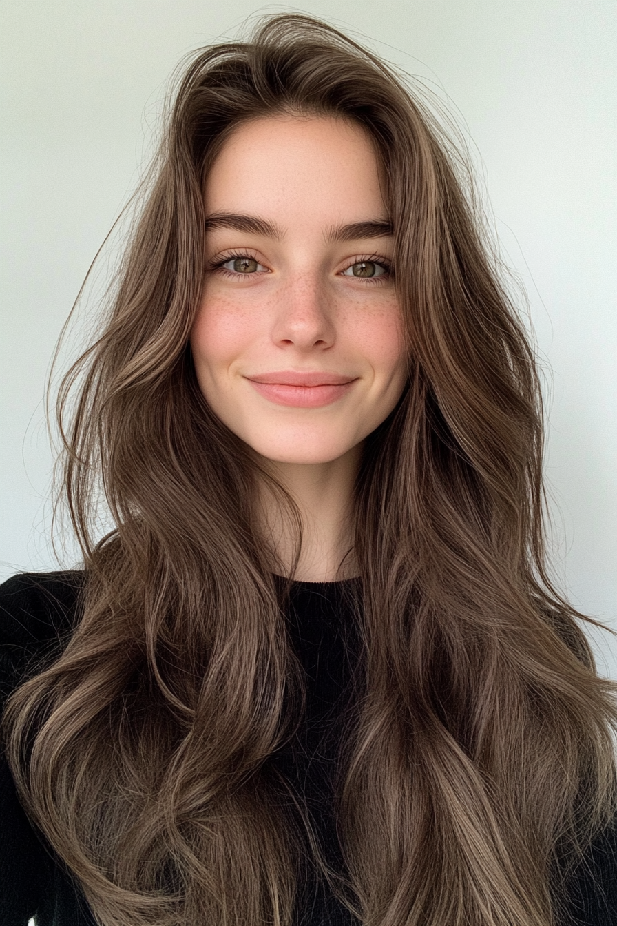 23. Lived-In Layers with Walnut Brown Depth (Long Haircuts For Thick Hair) - Long Haircuts For Thick Hair