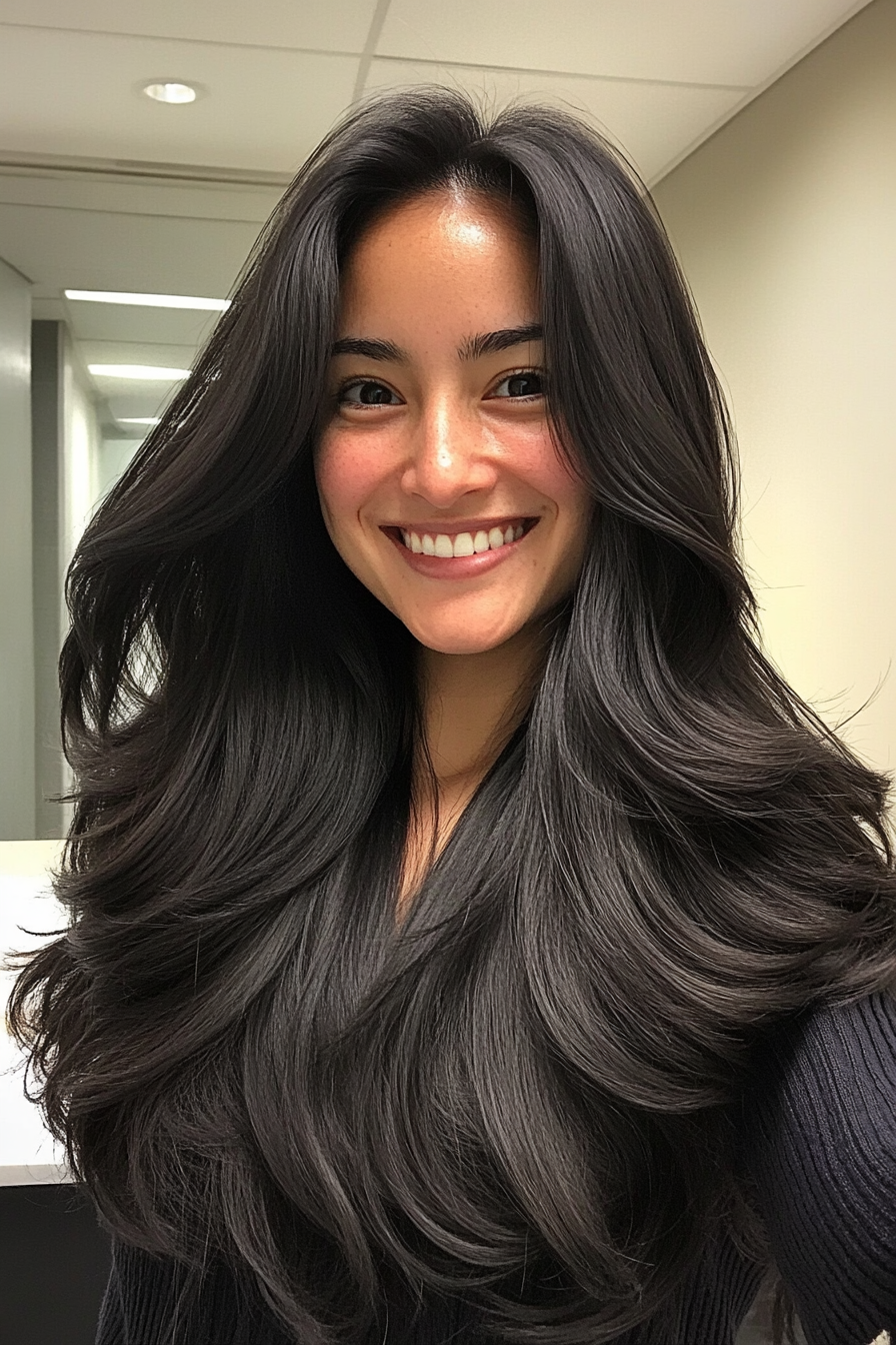 26. Minimal Layers with Soft Natural Black (Long Haircuts For Thick Hair) - Long Haircuts For Thick Hair