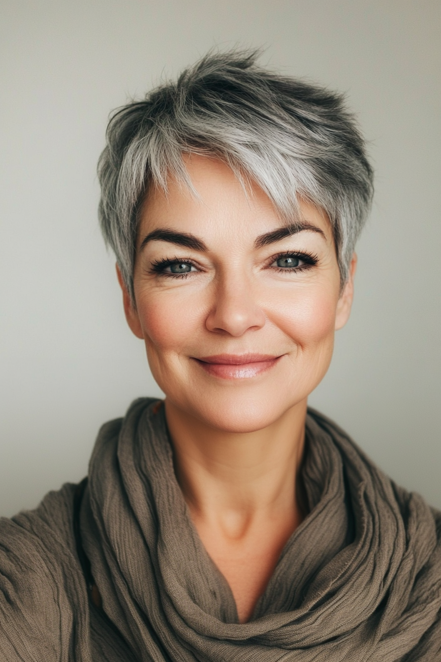 2. Classic Pixie in Salt-and-Pepper Blend (Modern Hairstyles For Women Over 50) - Modern Hairstyles For Women Over 50
