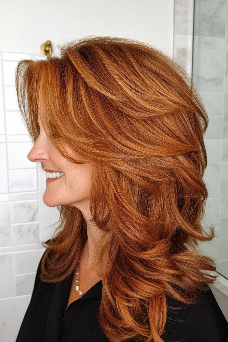 4. Modern Shag in Warm Auburn (Modern Hairstyles For Women Over 50) - Modern Hairstyles For Women Over 50