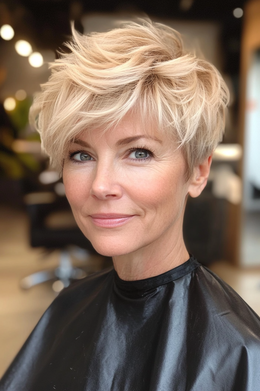 7. Tousled Pixie in Warm Honey Blonde (Pixie Haircuts For Women Over 50) - Pixie Haircuts For Women Over 50