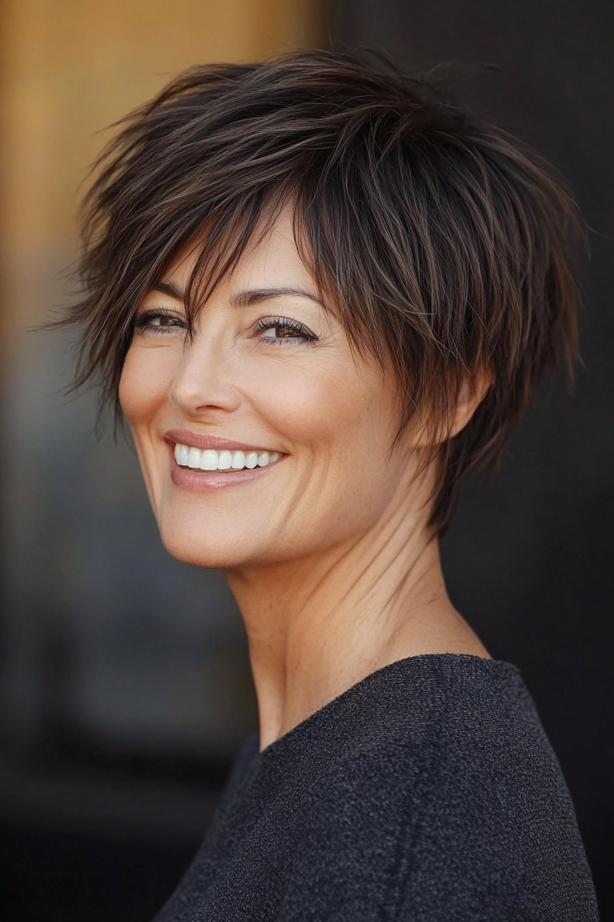 18. Pixie Shag in Dark Ash Brown (Pixie Haircuts For Women Over 50) - Pixie Haircuts For Women Over 50