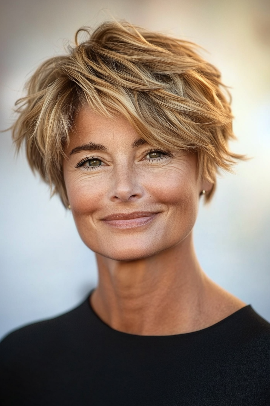 8. Tousled Crop in Honey Blonde (Short Hairstyles For Women Over 60 With Thin Hair) - Short Hairstyles For Women Over 60 With Thin Hair