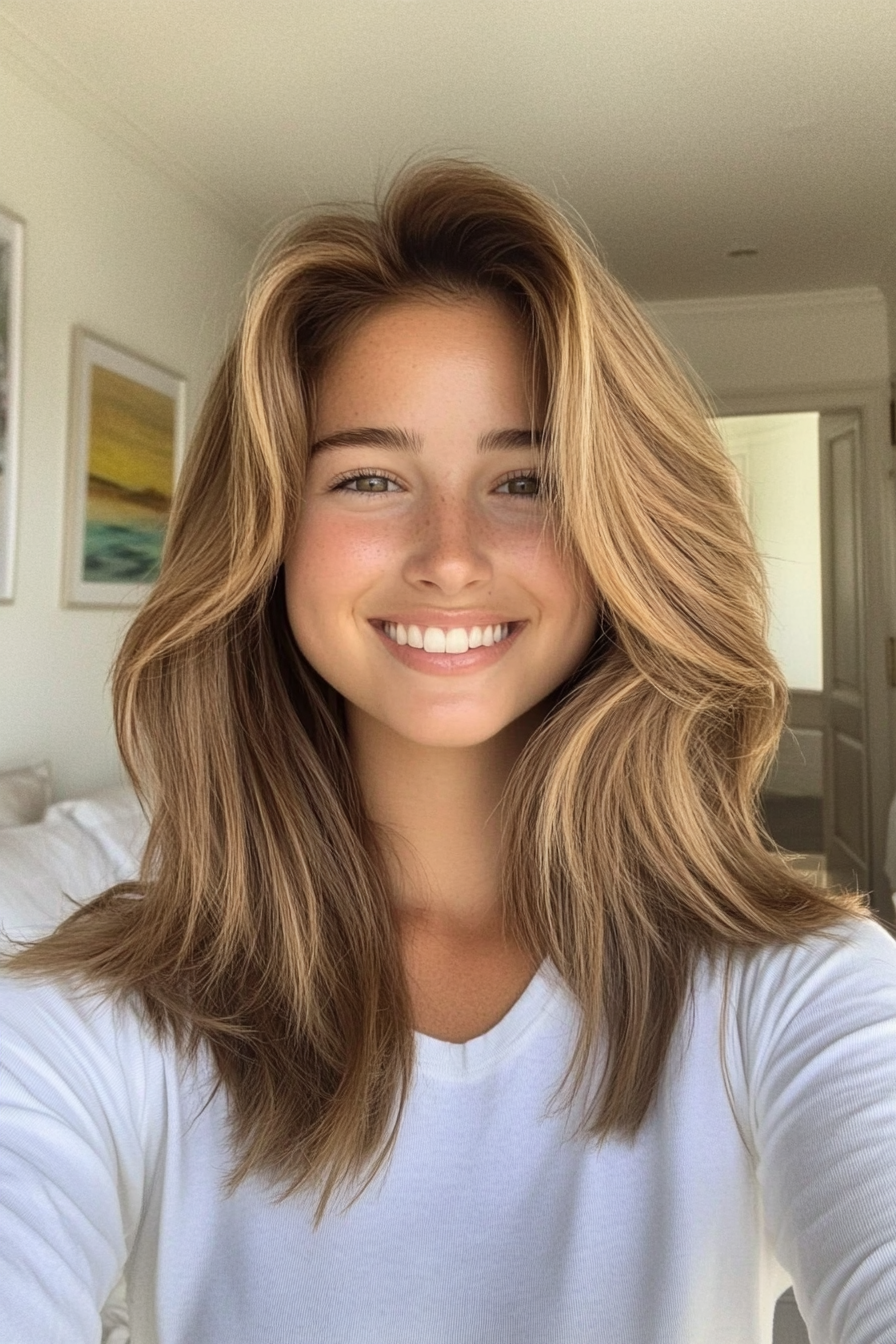 4. Breezy Feather Cut – Light Brown (Beach Hairstyles) - Beach Hairstyles