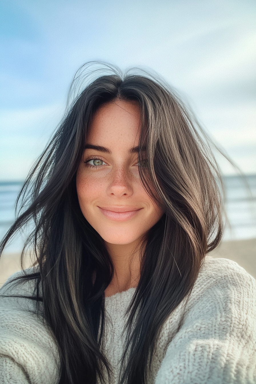 23. Lagoon Layers – Natural Black (Beach Hairstyles) - Beach Hairstyles
