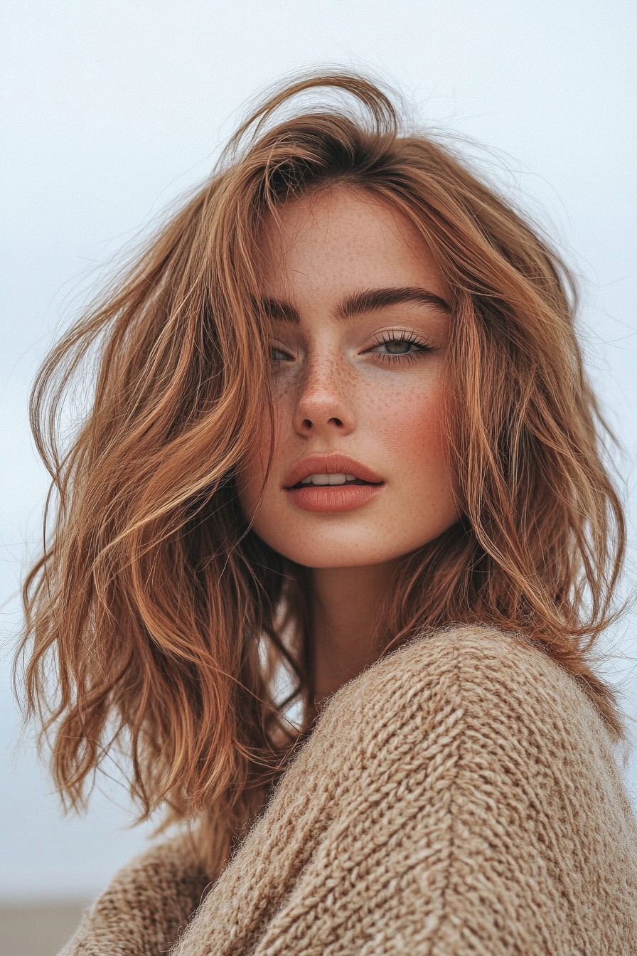 24. Sandy Tousle – Light Chestnut Brown (Beach Hairstyles) - Beach Hairstyles