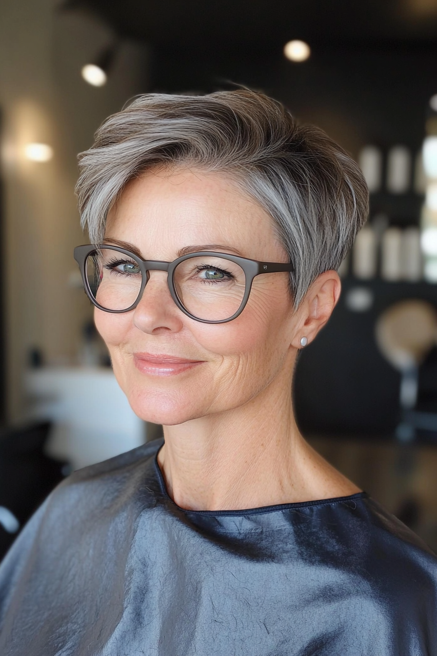 25. Tapered Neck-Length Cut in Cool Ash Brown (Hairstyles For Women Over 50 With Glasses) - Hairstyles For Women Over 50 With Glasses
