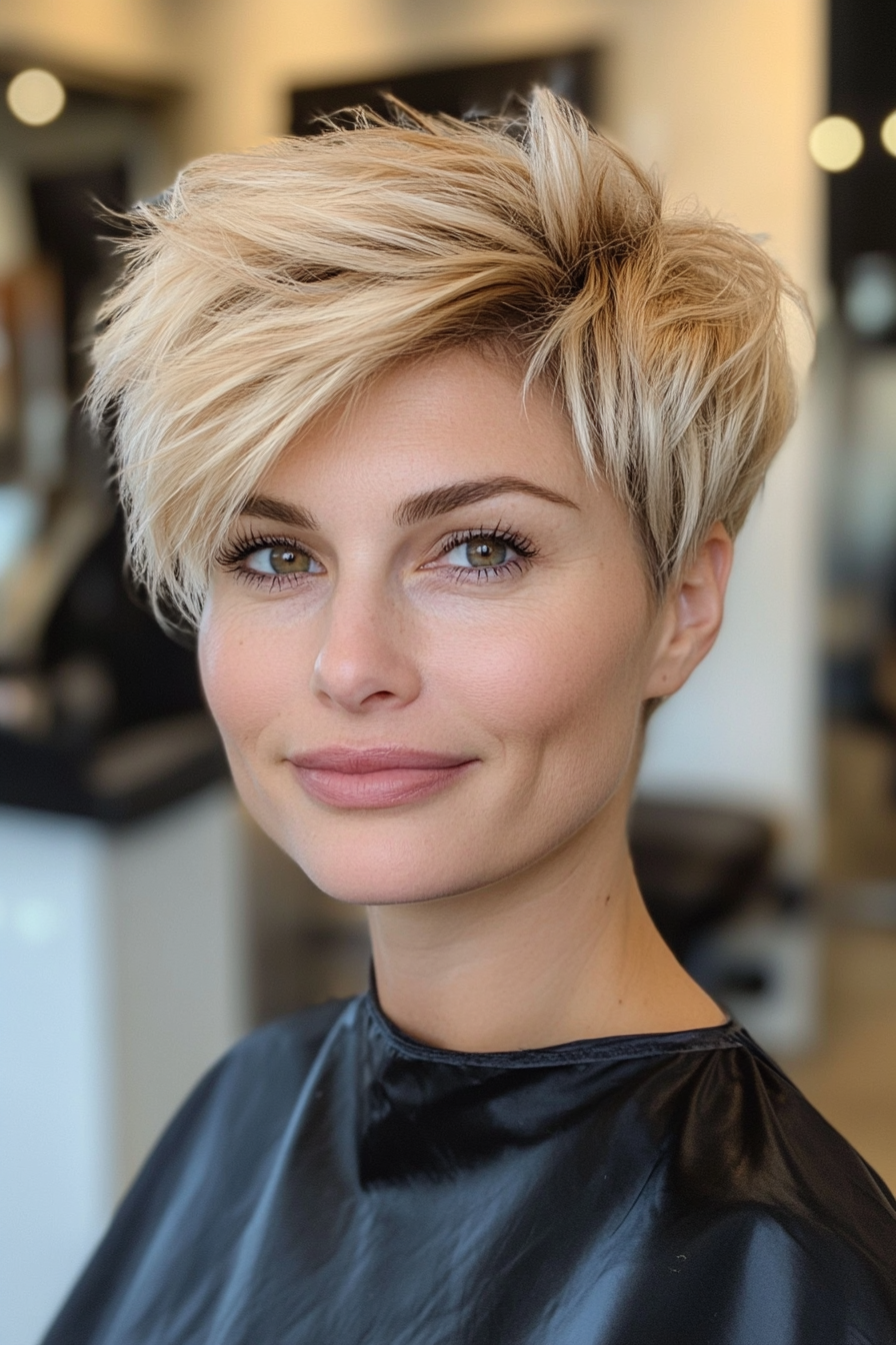 1. Feathered Pixie in Warm Honey Blonde (Short Spiky Haircuts For Fine Hair) - Short Spiky Haircuts For Fine Hair