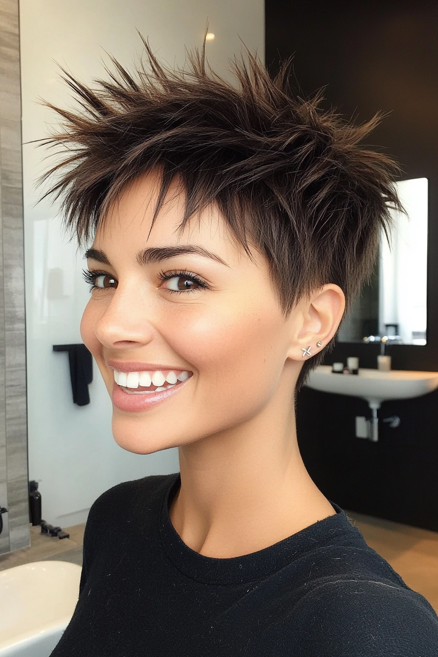 2. Choppy Spiky Crop in Dark Espresso Brown (Short Spiky Haircuts For Fine Hair) - Short Spiky Haircuts For Fine Hair