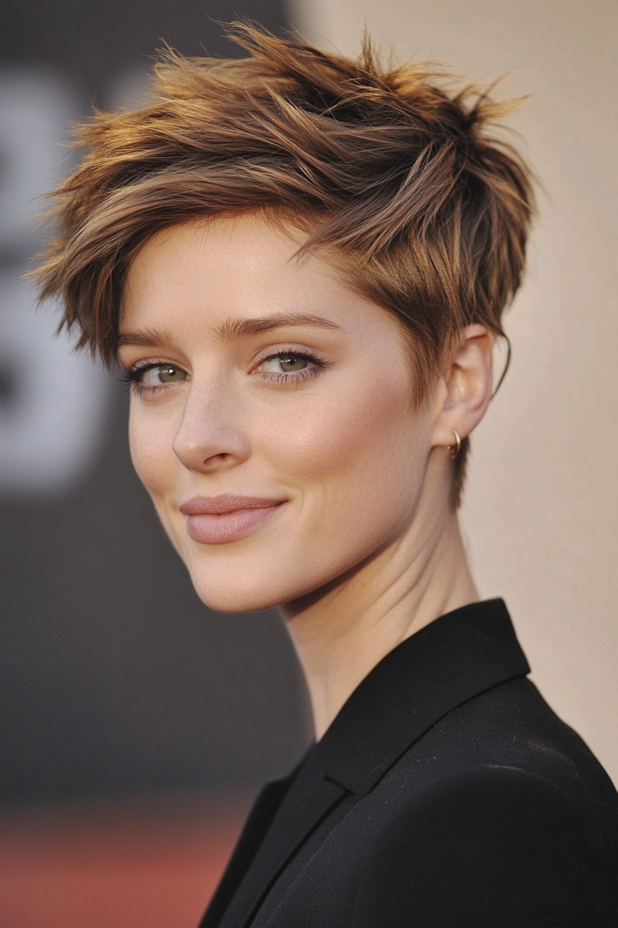 5. Textured Crop in Warm Caramel Brown (Short Spiky Haircuts For Fine Hair) - Short Spiky Haircuts For Fine Hair