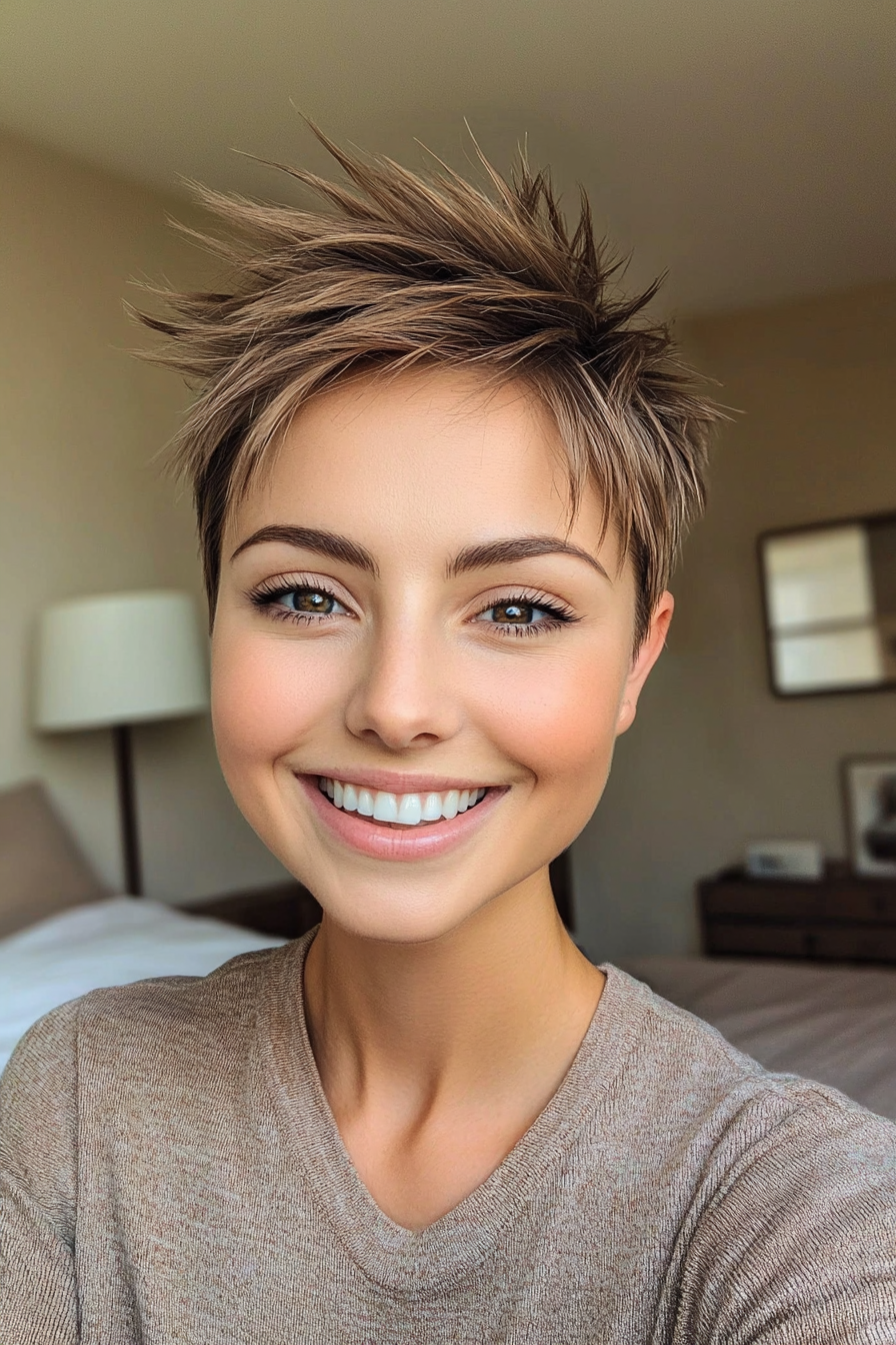 6. Wispy Spiked Pixie in Soft Mocha Brown (Short Spiky Haircuts For Fine Hair) - Short Spiky Haircuts For Fine Hair