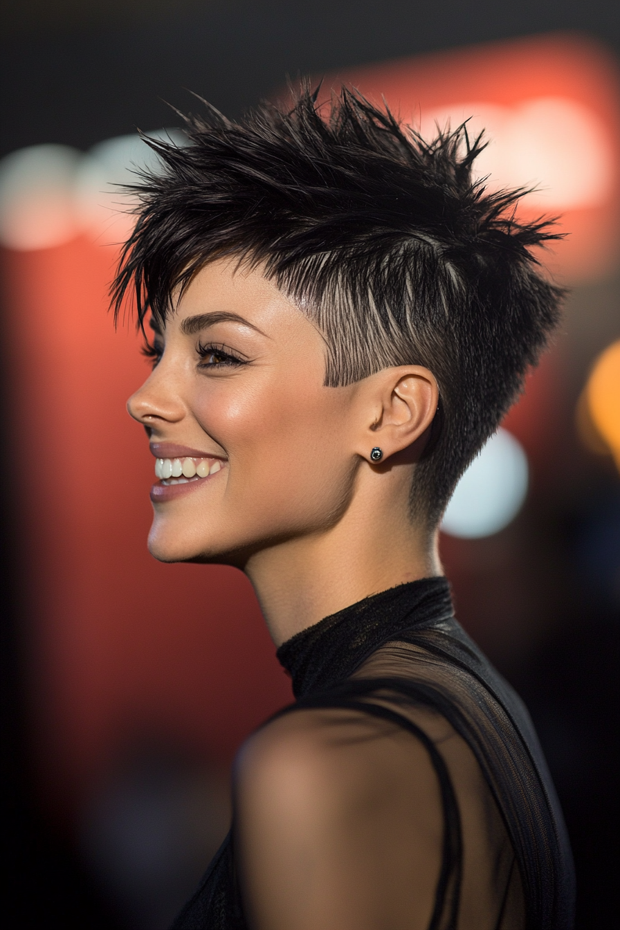 7. Edgy Undercut Pixie in Deep Ebony Black (Short Spiky Haircuts For Fine Hair) - Short Spiky Haircuts For Fine Hair