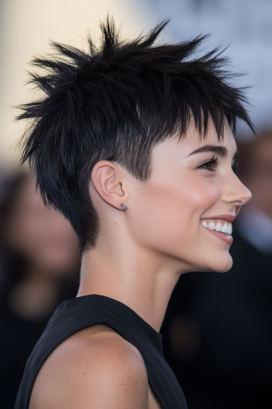 12. Angular Spiky Pixie in Natural Black (Short Spiky Haircuts For Fine Hair) - Short Spiky Haircuts For Fine Hair