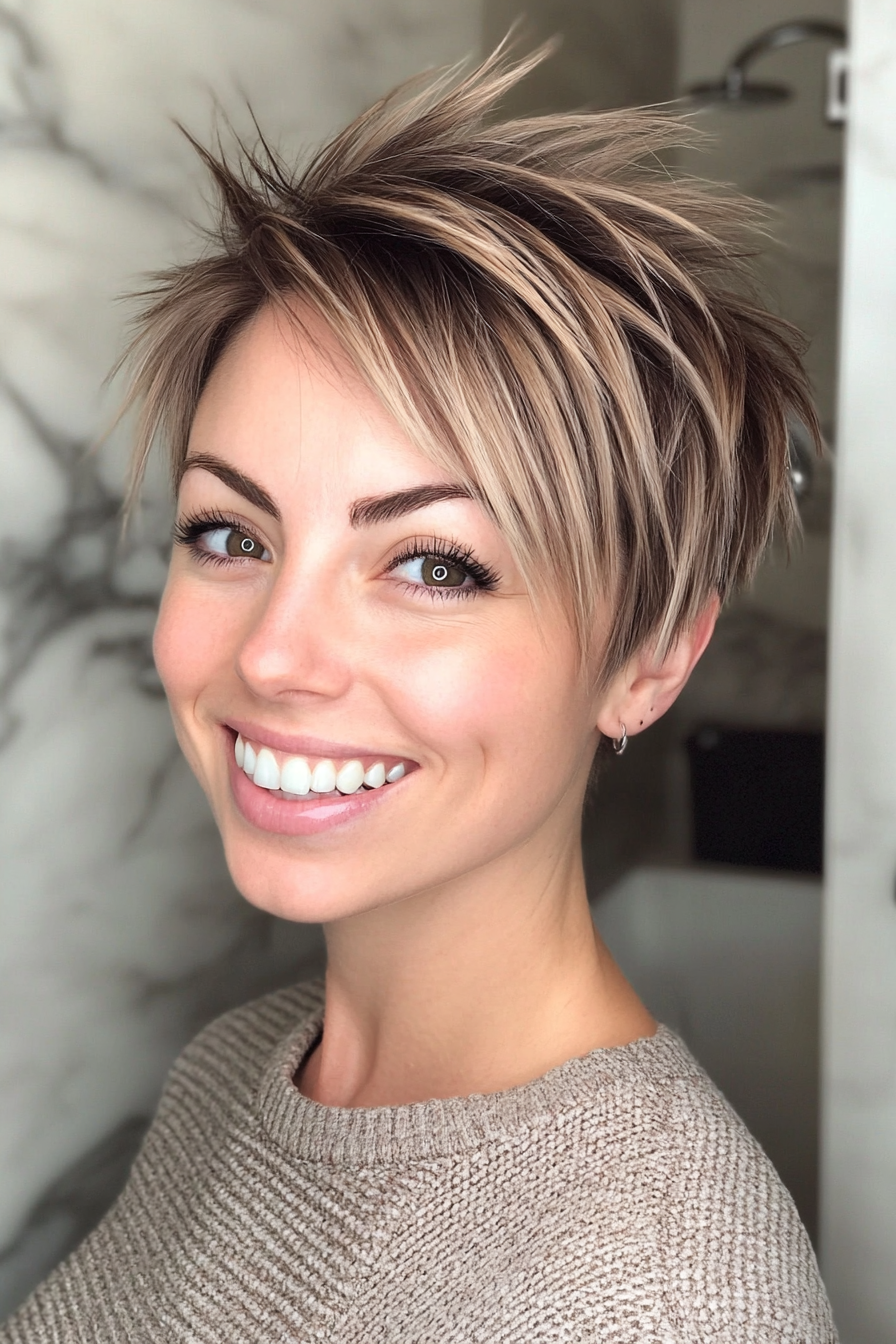 15. Tapered Spiky Bob in Light Ash Brown (Short Spiky Haircuts For Fine Hair) - Short Spiky Haircuts For Fine Hair