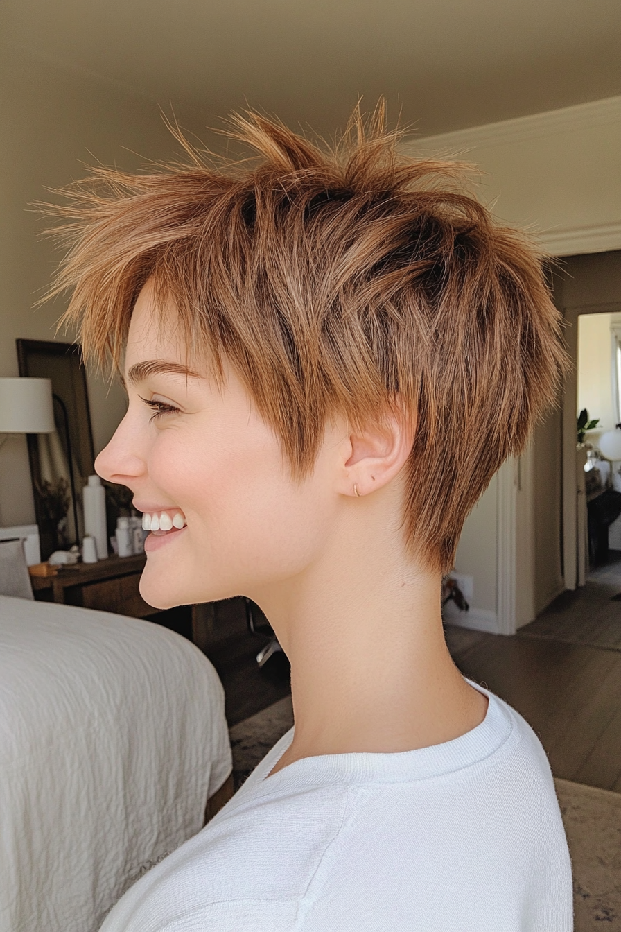 20. Airy Spiky Bob in Honey Brown (Short Spiky Haircuts For Fine Hair) - Short Spiky Haircuts For Fine Hair