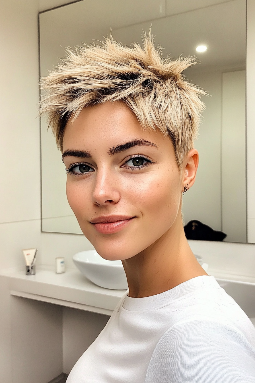 22. Shattered Spiky Cut in Light Beige Blonde (Short Spiky Haircuts For Fine Hair) - Short Spiky Haircuts For Fine Hair
