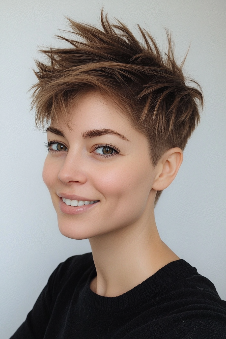 25. Tousled Spiky Crop in Medium Ash Brown (Short Spiky Haircuts For Fine Hair) - Short Spiky Haircuts For Fine Hair