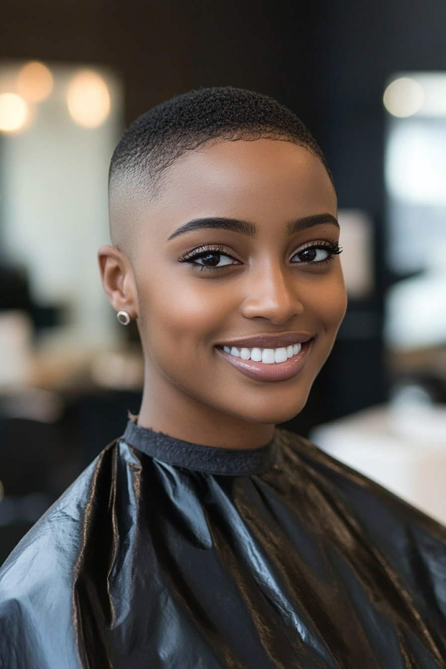 3. Textured Buzz Cut in Jet Black (Short Hairstyles For Black Women) - Short Hairstyles For Black Women