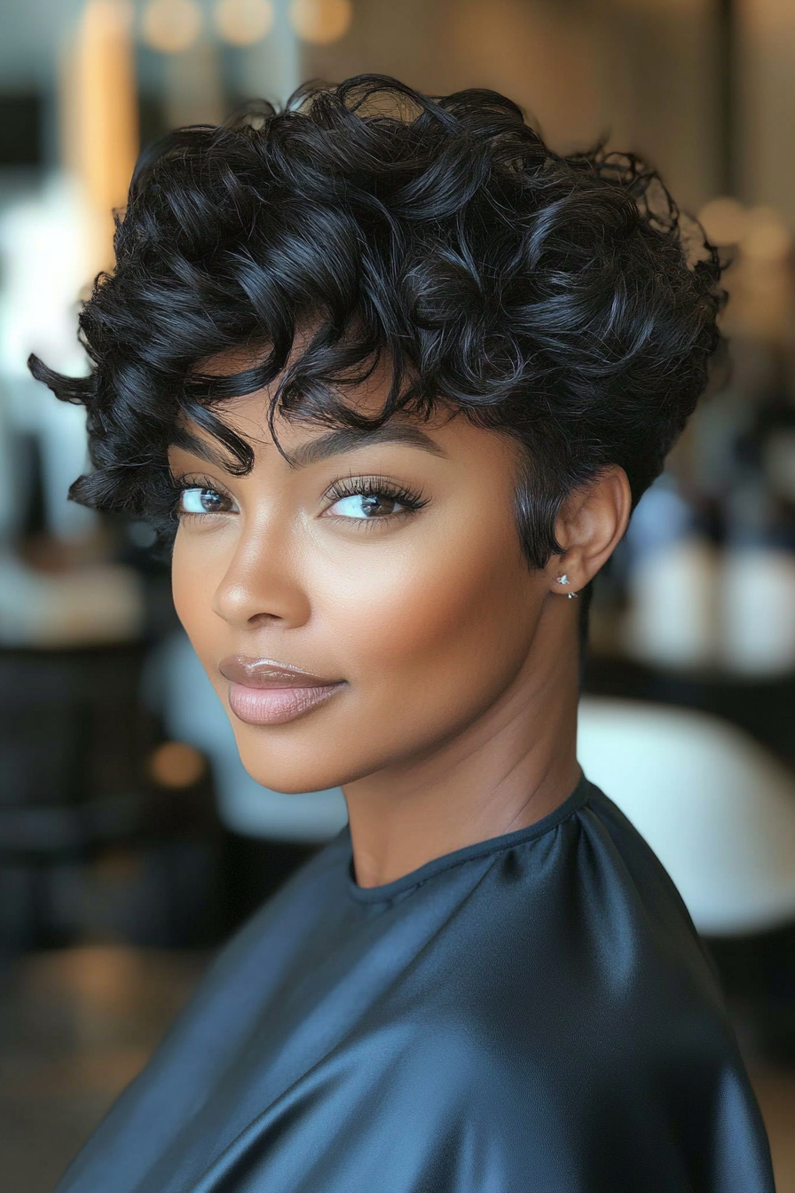 6. Layered Curls in Deep Cocoa (Short Hairstyles For Black Women) - Short Hairstyles For Black Women