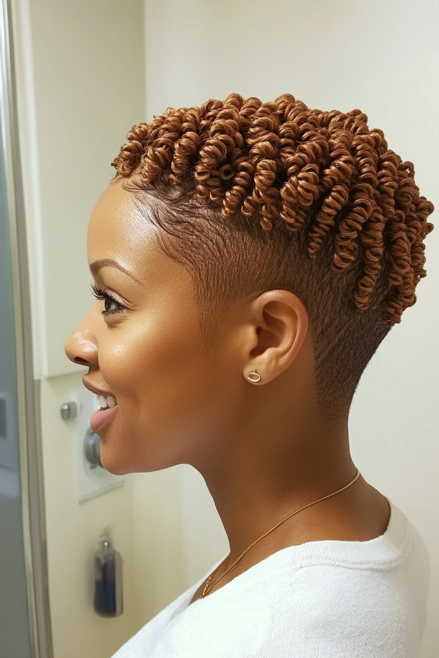 8. Tapered Cut with Finger Coils in Warm Maple (Short Hairstyles For Black Women) - Short Hairstyles For Black Women