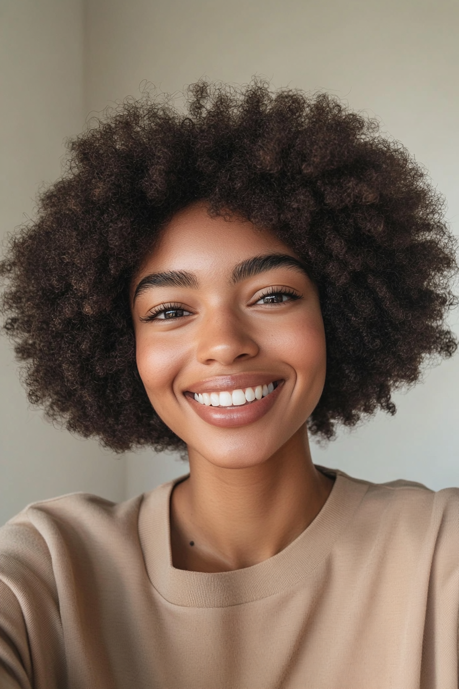 14. Cropped Afro with Subtle Layers in Smoky Brown (Short Hairstyles For Black Women) - Short Hairstyles For Black Women