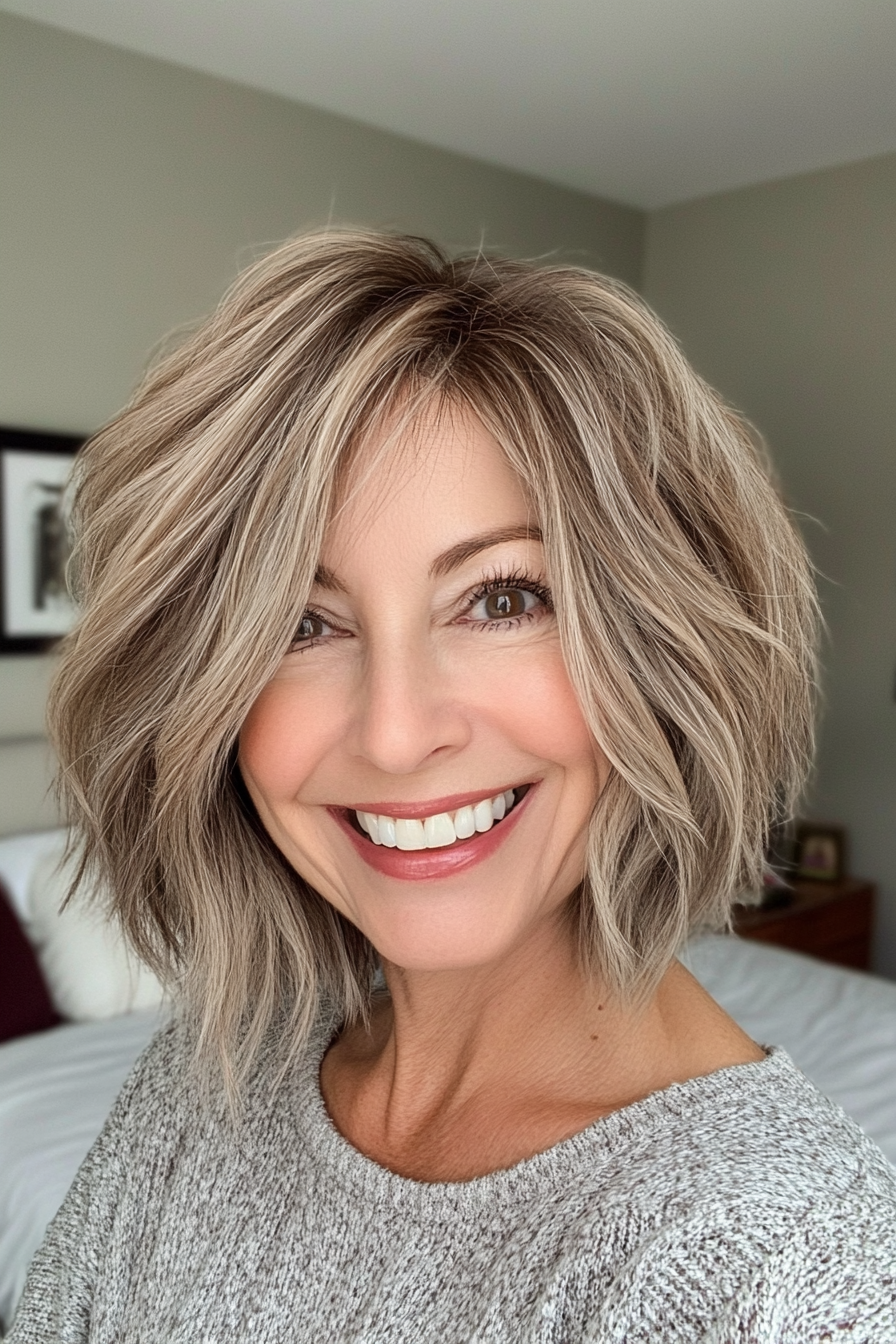 3. Textured Bob in Light Ash Brown (Bob Haircuts For Women Over 60) - Bob Haircuts For Women Over 60