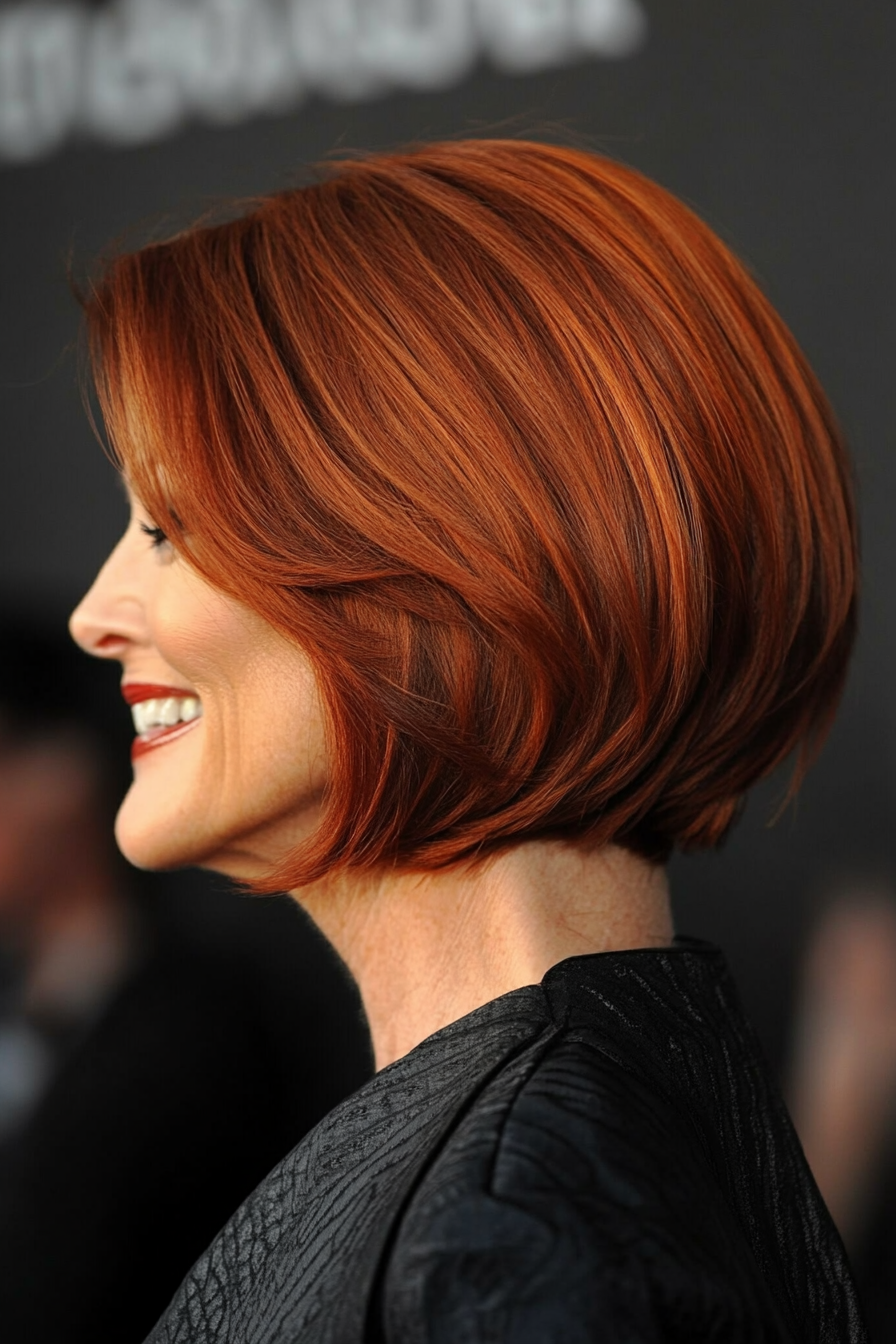 5. Angled Bob in Rich Auburn (Bob Haircuts For Women Over 60) - Bob Haircuts For Women Over 60