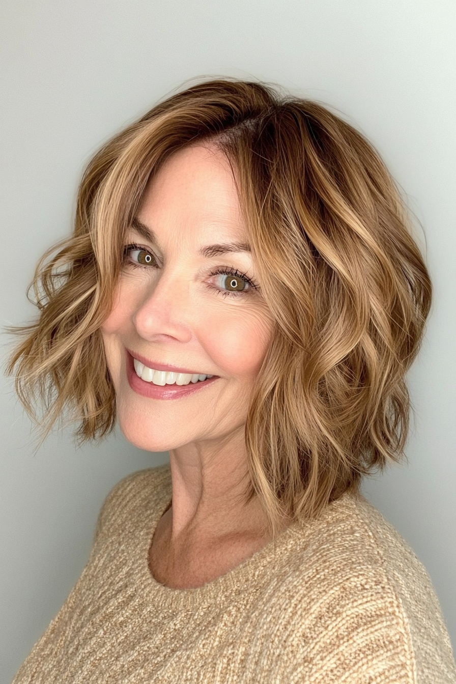 7. Wavy Bob in Golden Brown (Bob Haircuts For Women Over 60) - Bob Haircuts For Women Over 60