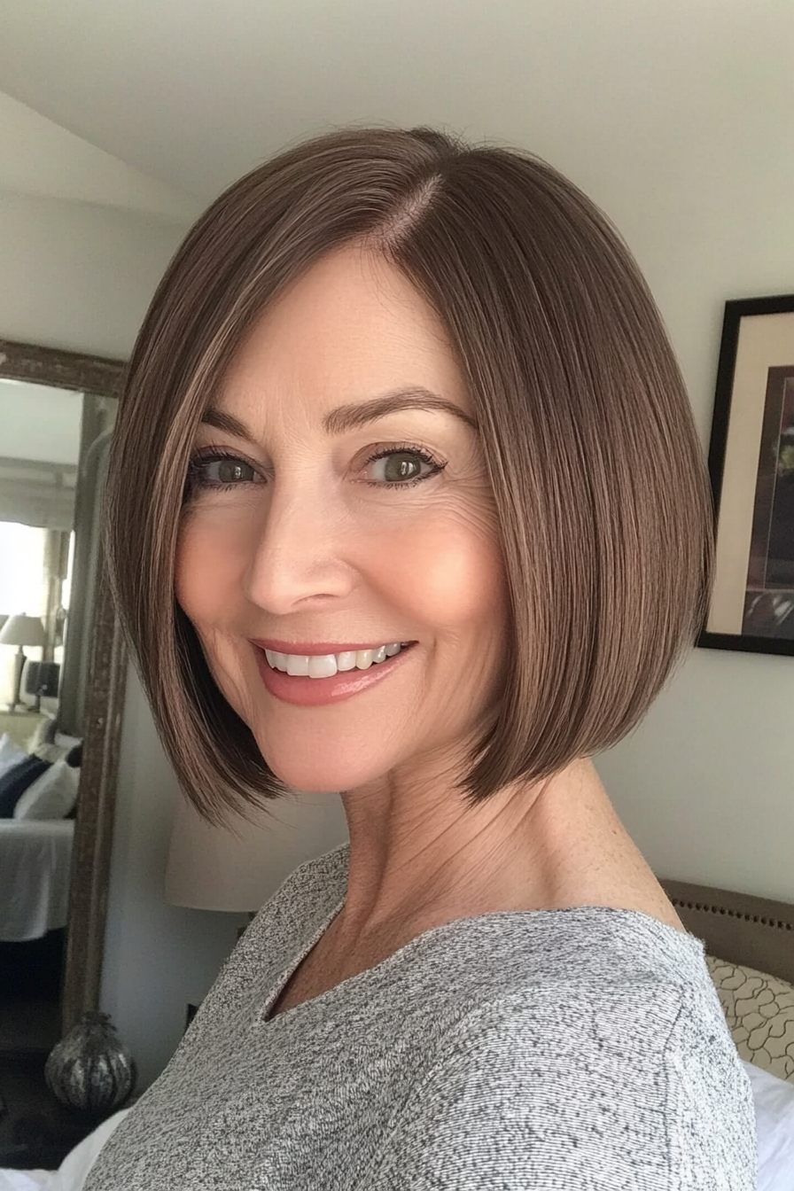 9. Classic Bob in Cool Medium Brown (Bob Haircuts For Women Over 60) - Bob Haircuts For Women Over 60