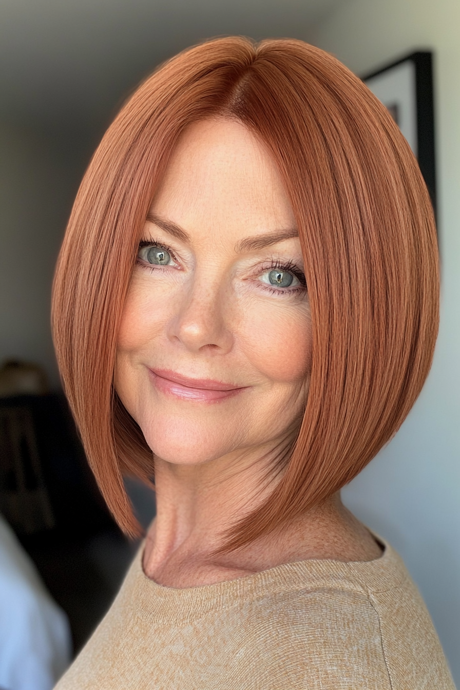 20. Short Bob in Golden Auburn (Bob Haircuts For Women Over 60) - Bob Haircuts For Women Over 60
