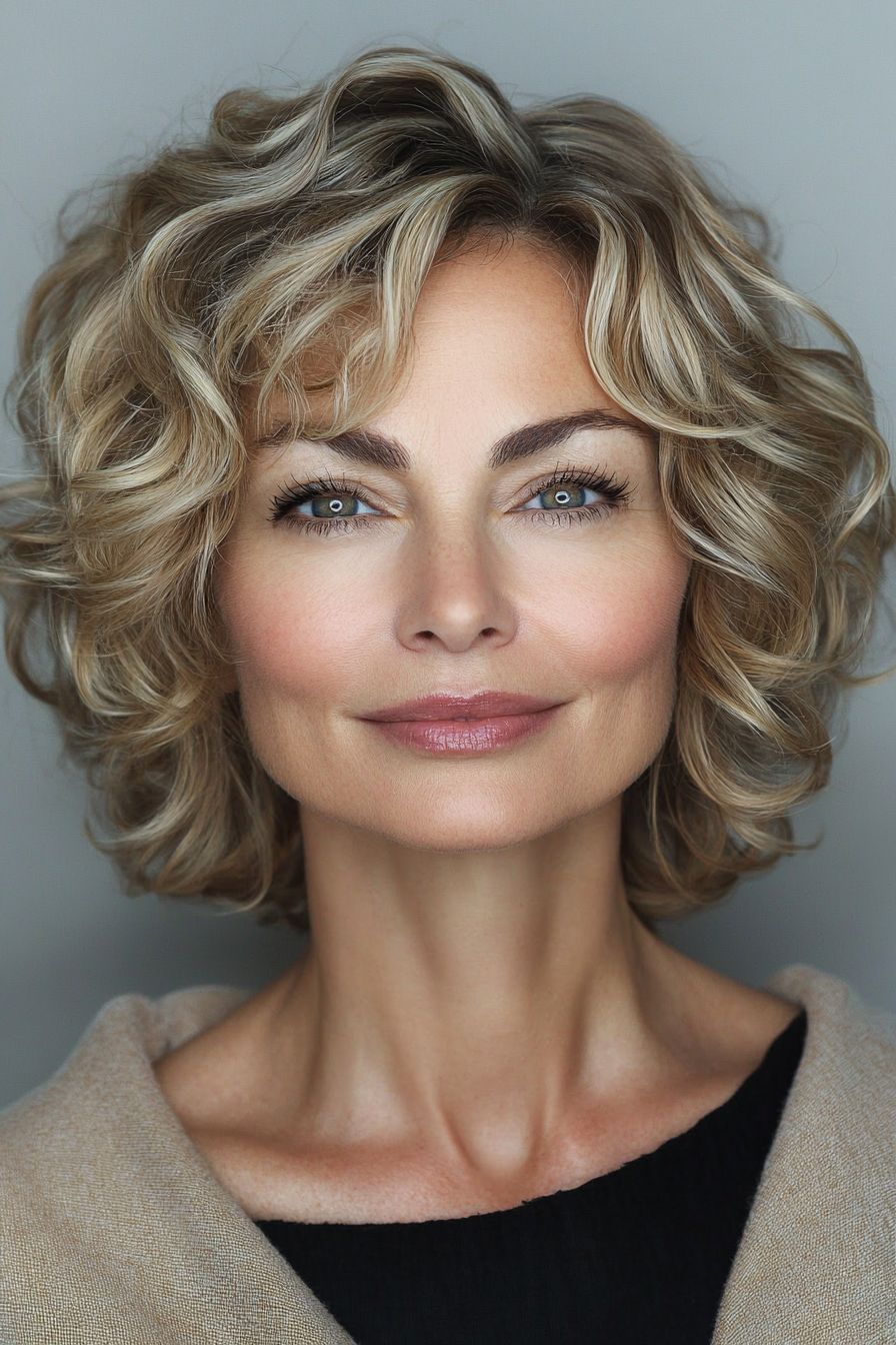 5. Curly Bob in Golden Honey (Short Hairstyles For Older Women) - Short Hairstyles For Older Women