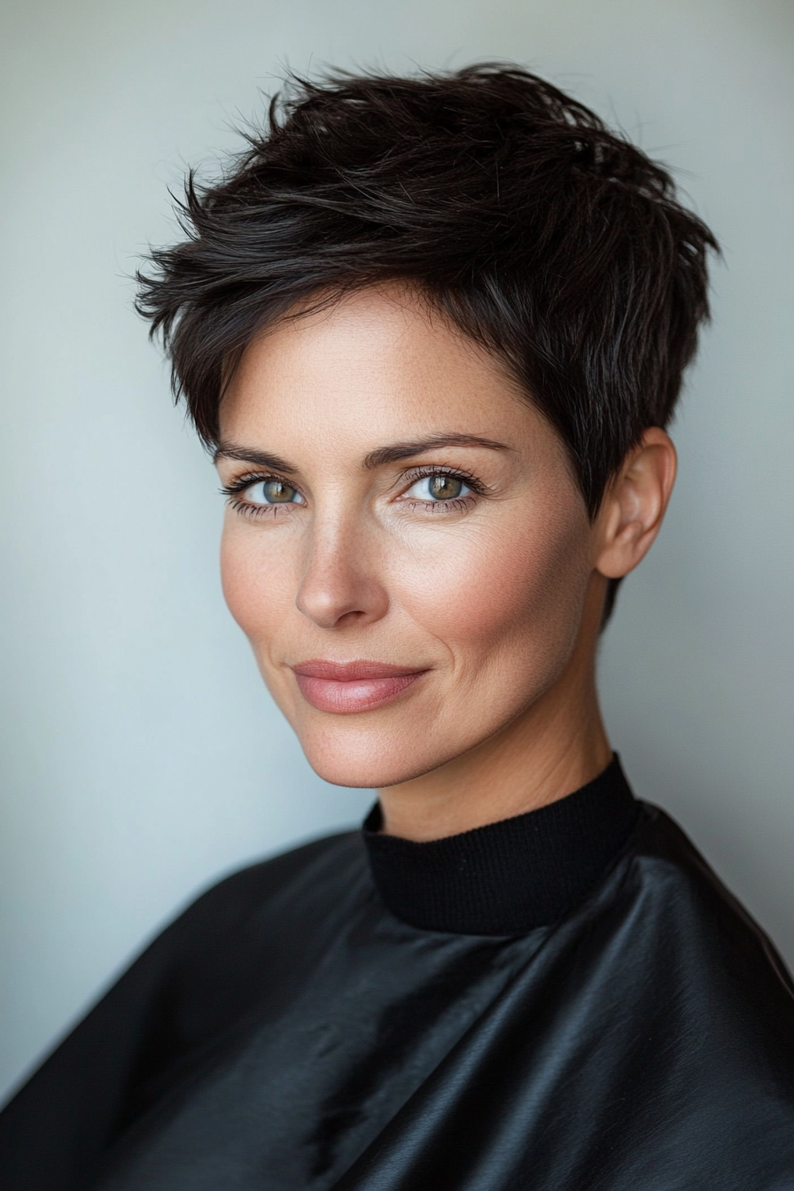 3. Classic Pixie Cut in Deep Espresso Brown (Haircuts For Women Over 40) - Haircuts For Women Over 40