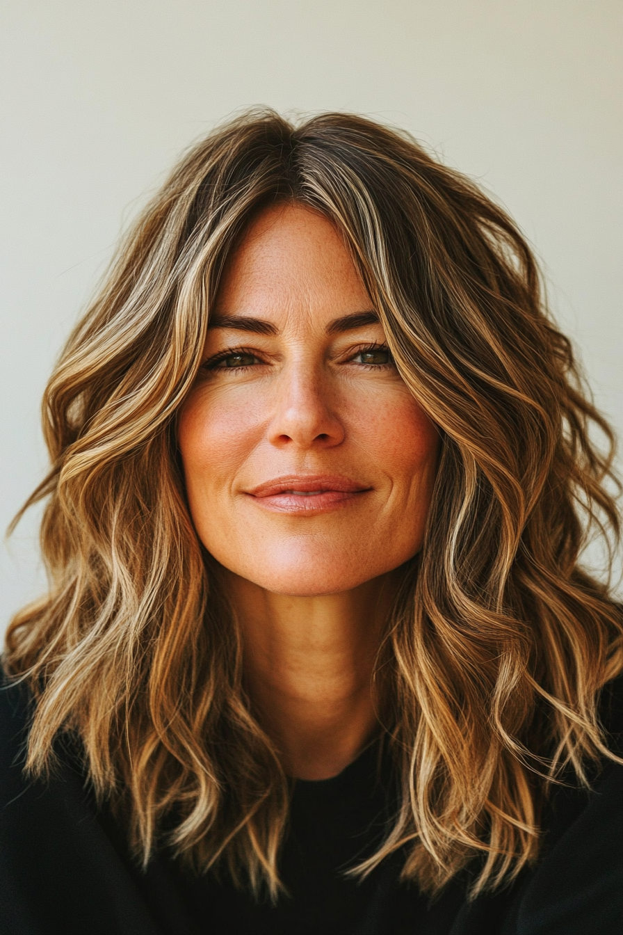 17. Sunkissed Shoulder-Length Waves in Dark Golden Blonde (Haircuts For Women Over 40) - Haircuts For Women Over 40