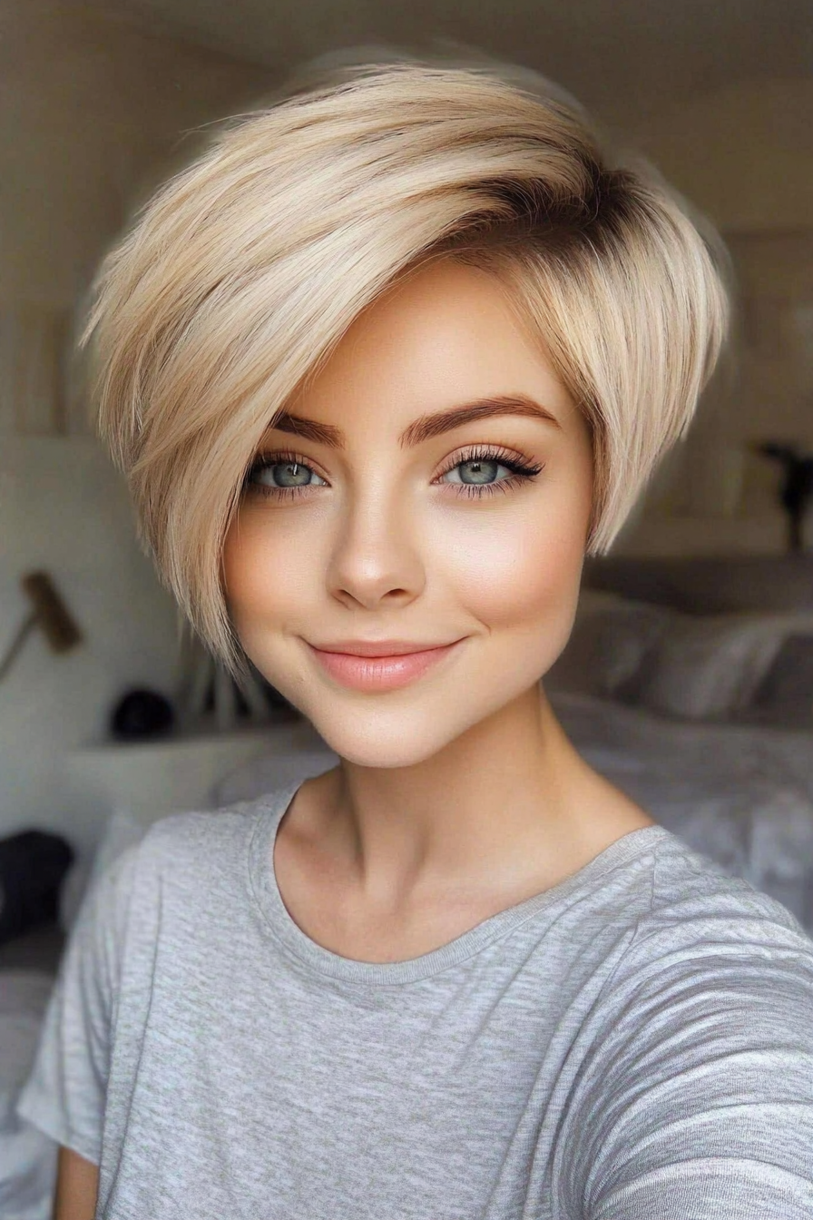 1. Feathered Ash Blonde Pixie (Pixie Hairstyles For Thin Hair) - Pixie Hairstyles For Thin Hair