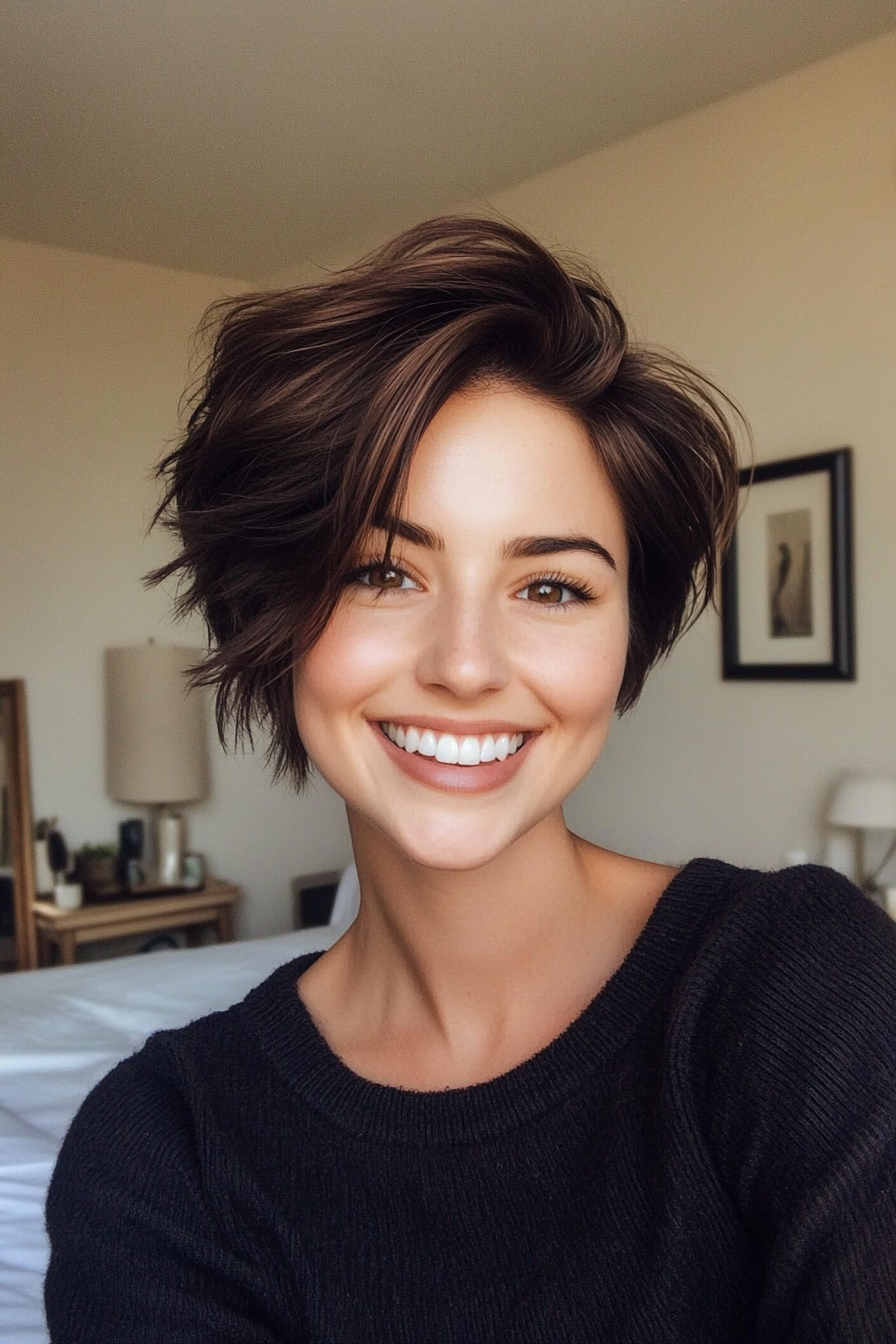 6. Textured Espresso Brown Pixie (Pixie Hairstyles For Thin Hair) - Pixie Hairstyles For Thin Hair