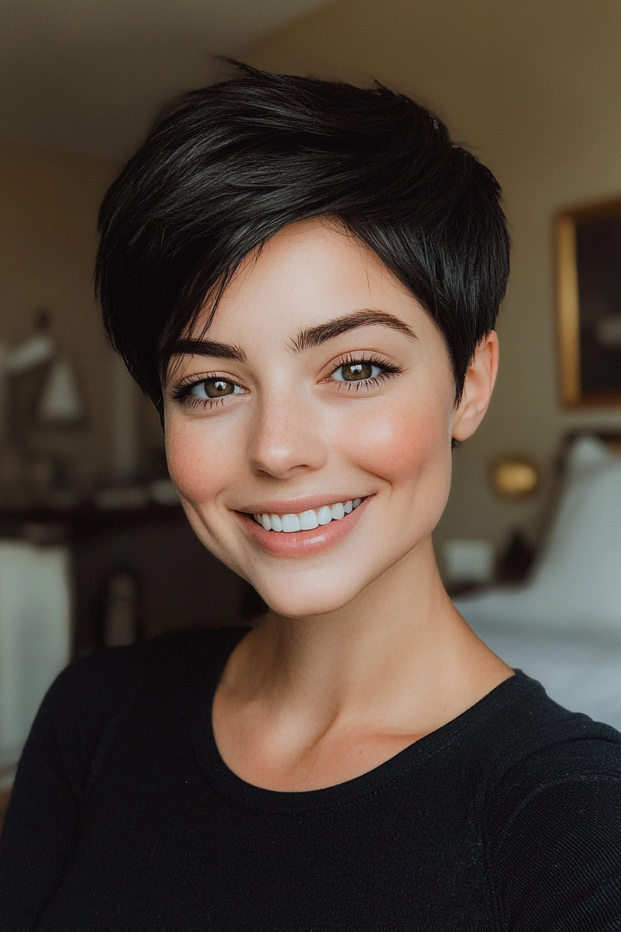 16. Short & Chic Black Pixie (Pixie Hairstyles For Thin Hair) - Pixie Hairstyles For Thin Hair