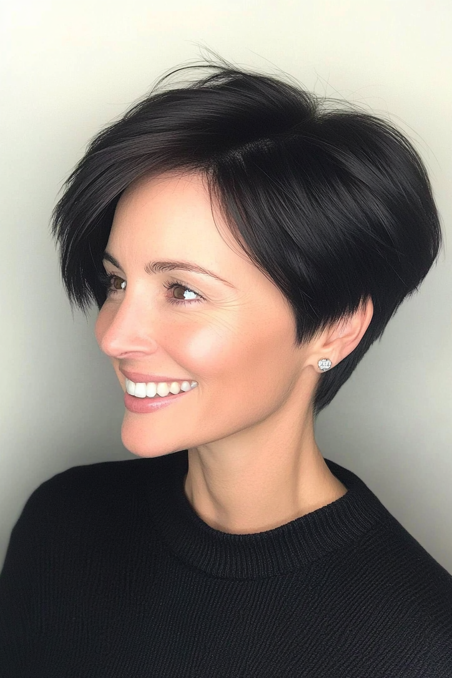24. Elegant Soft Black Pixie (Pixie Hairstyles For Thin Hair) - Pixie Hairstyles For Thin Hair