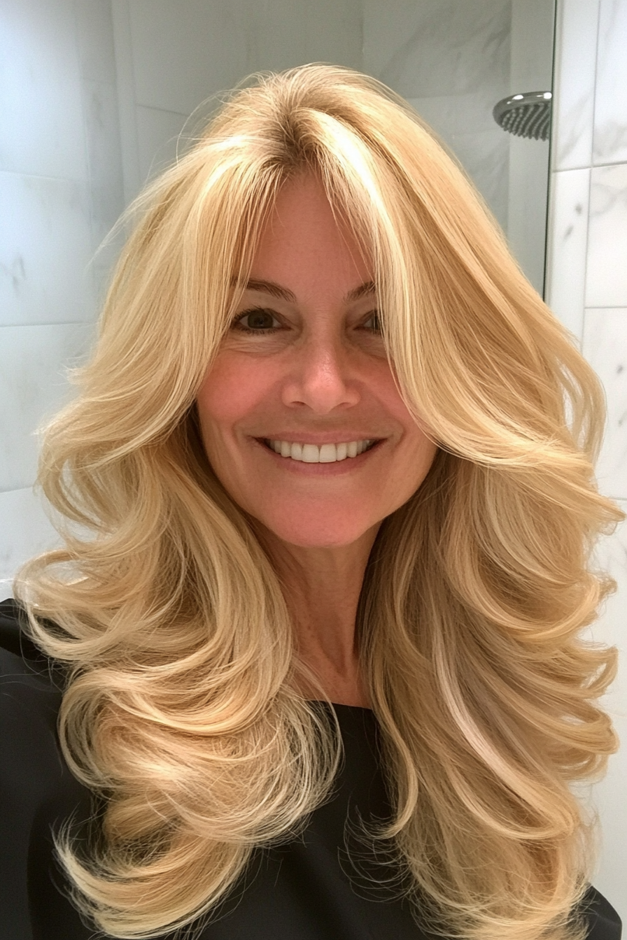 3. Golden Blonde Soft Waves (Long Hairstyles For Older Women) - Long Hairstyles For Older Women